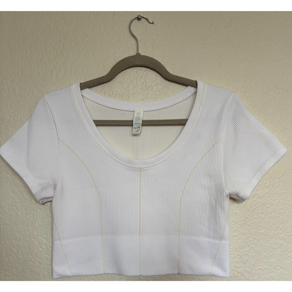 Aerie Offline Ribbed Crop Top Womens XL White Baby Tee Athleisure